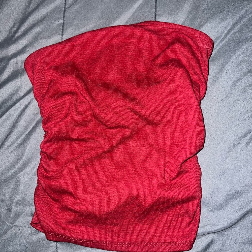 Dark Red Knit Tube Scarf